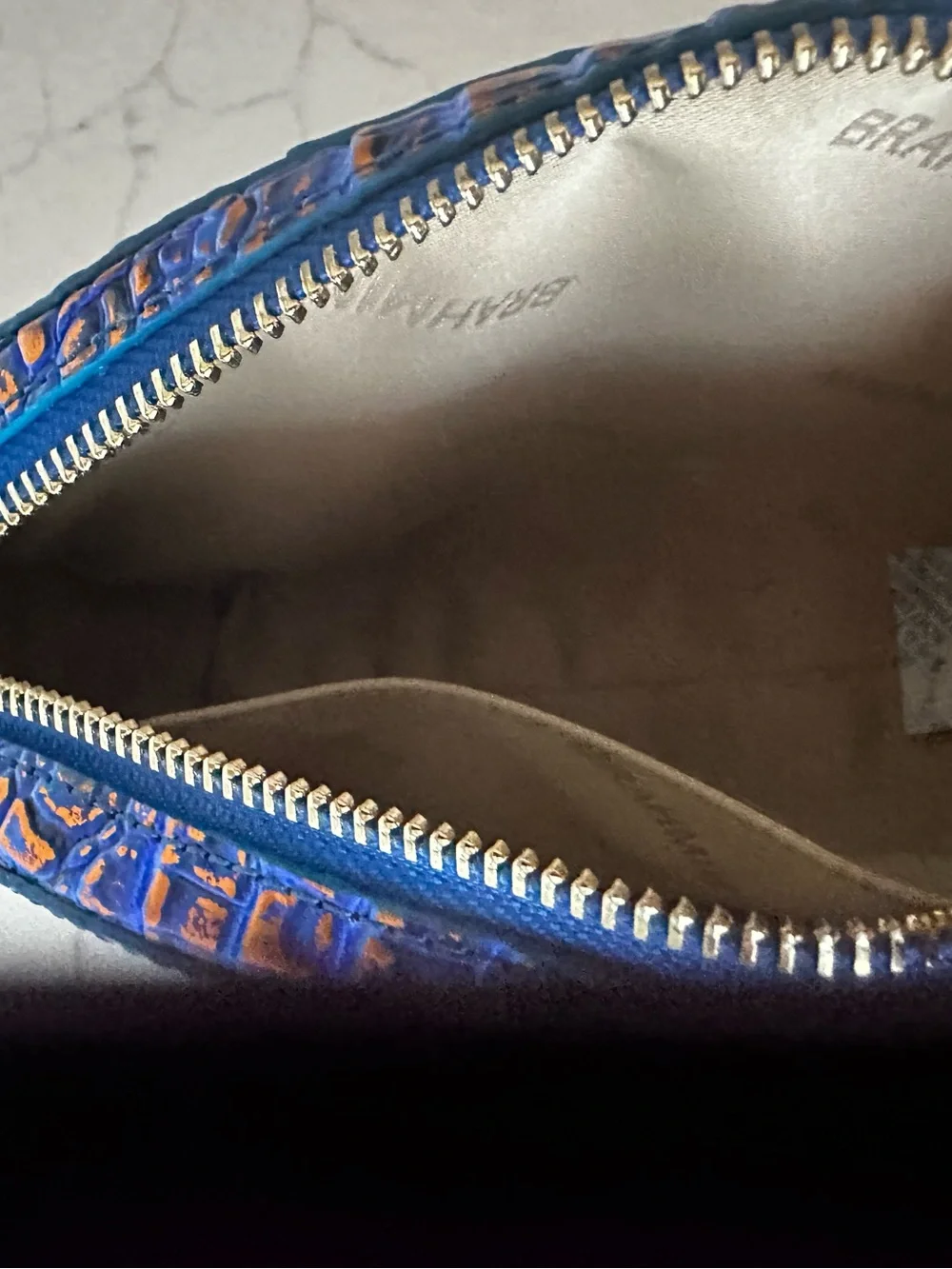 Brahmin Dany Deep Azure Croc-Embossed Leather Wristlet